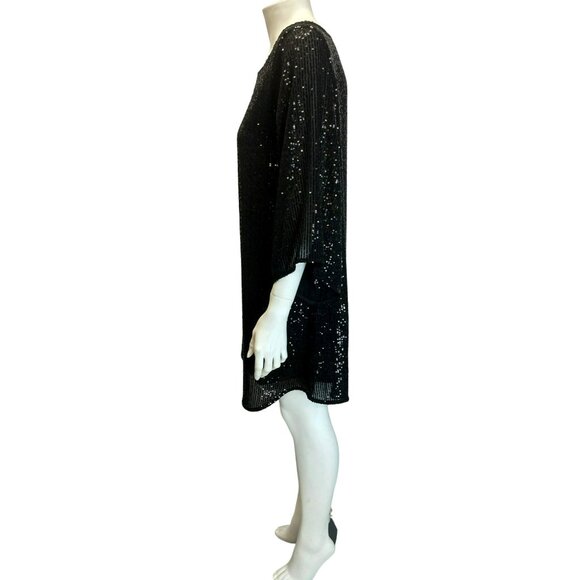 Anthropologie Starling Sequined Tunic Dress Black Sequin Medium Petite $258! - Picture 7 of 8
